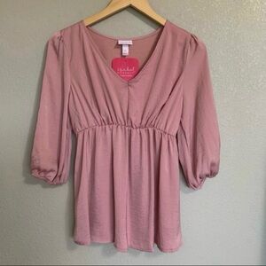 Isabel Maternity Size XS Pink Empire Waist Maternity Top NWT